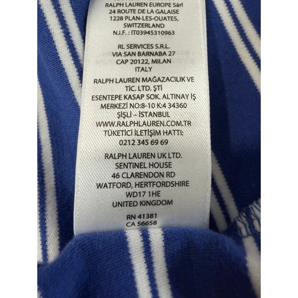 Polo Ralph Lauren Polo Shirt Mens 2XL Blue White Striped Classic Fit Cotton EUC